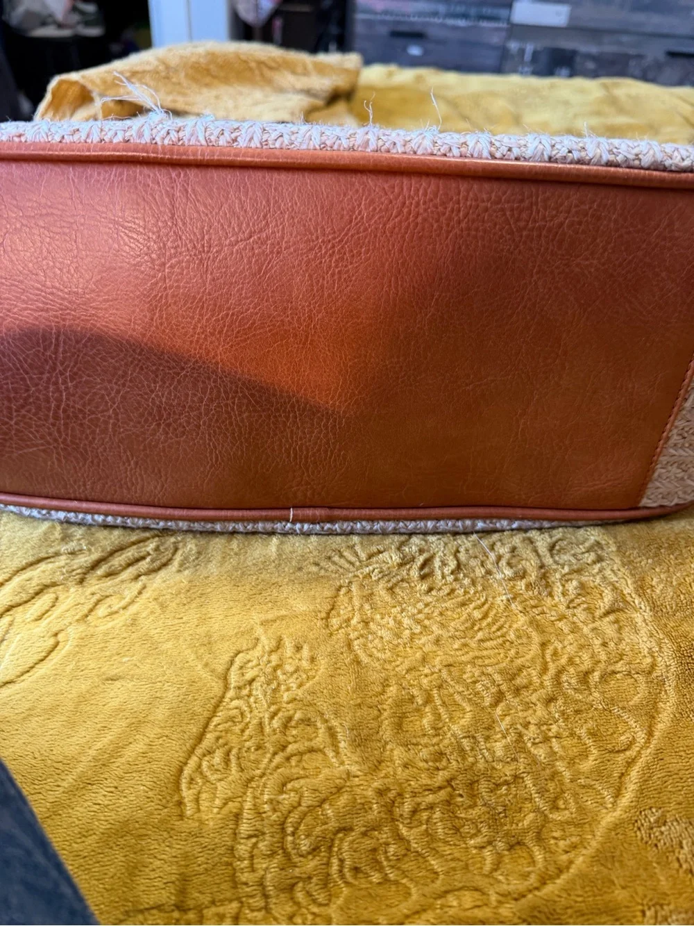 Anthropologie Urban Originals Leather Tote in Cognac hobo oversized raffia